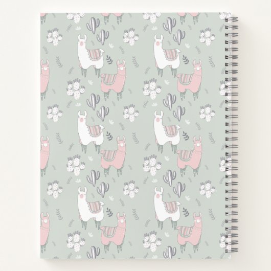 Pastel Llama Pattern Notitieboek (Achterkant)