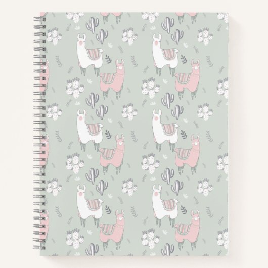 Pastel Llama Pattern Notitieboek (Voorkant)