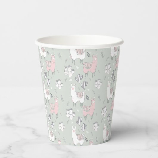 Pastel Llama Pattern Papieren Bekers (Achterkant)