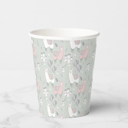 Pastel Llama Pattern Papieren Bekers (Rechts)