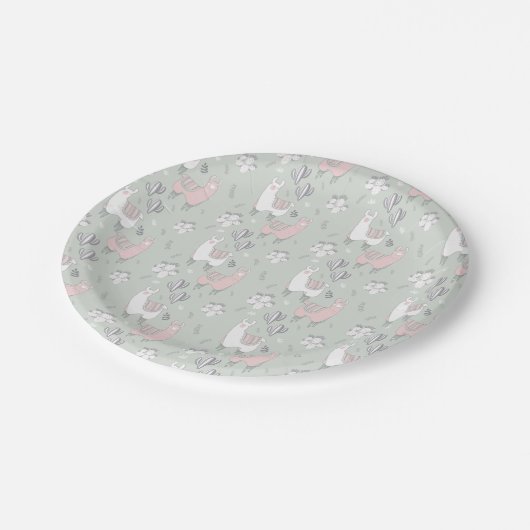 Pastel Llama Pattern Papieren Bordje (Gekanteld)