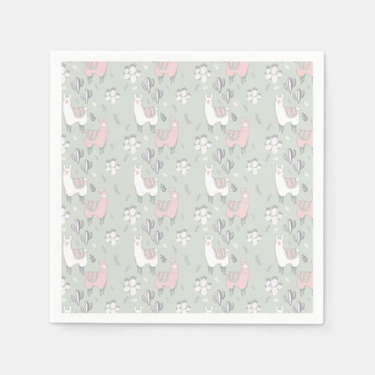 Pastel Llama Pattern Servet (Voorkant)