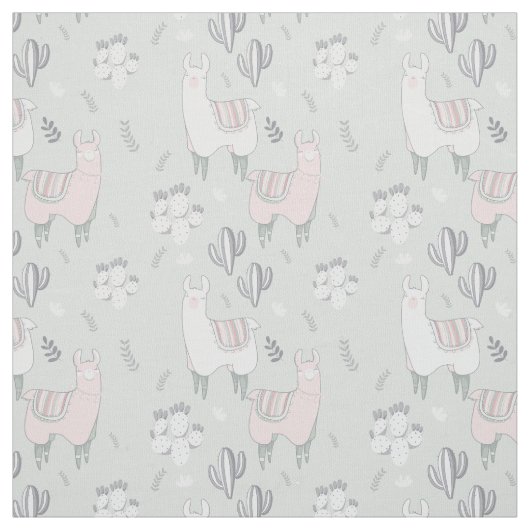 Pastel Llama Pattern Stof (Swatch)