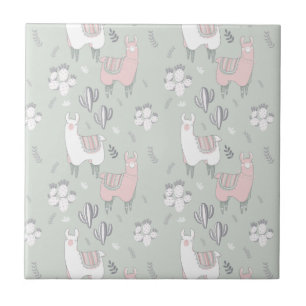 Pastel Llama Pattern Tegeltje