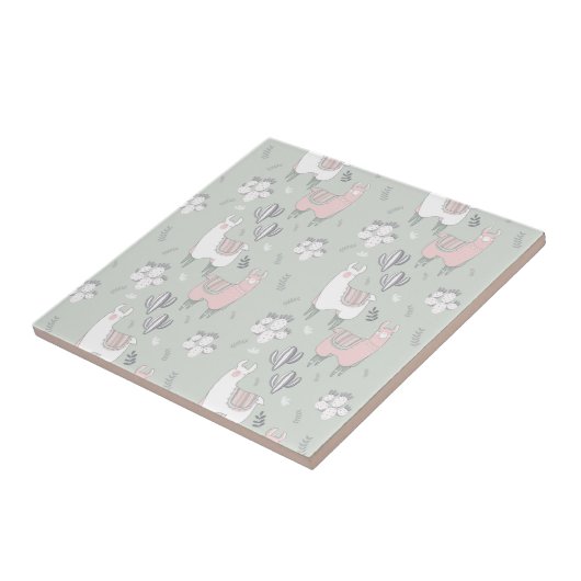 Pastel Llama Pattern Tegeltje (Zijkant)