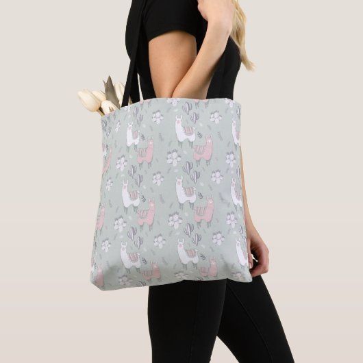 Pastel Llama Pattern Tote Bag (Dichtbij)