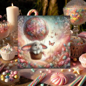 Pastel Lop Ear Bunny Easter Egg Hete Luchtballon Feestdagenkaart