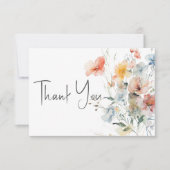 Pastel Losse Wildbloemen Moderne bruiloft Bedankkaart (Voorkant)