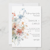 Pastel Losse Wildbloemen Moderne bruiloft Kaart (Voorkant)