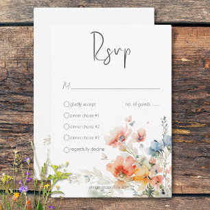 Pastel Losse Wildbloemen Moderne bruiloft RSVP Kaartje