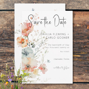 Pastel Losse Wildbloemen Moderne bruiloft Save The Date