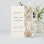 Pastel Lotus Art Nouveau Save The Date (Staand voorkant)