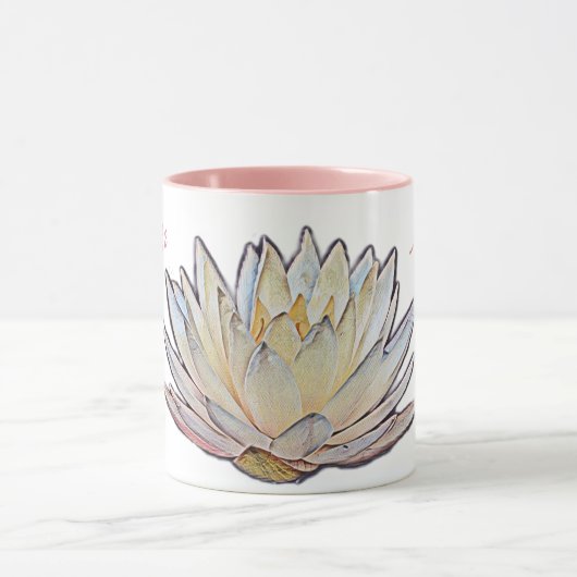 Pastel Lotus Bloesem Waterlelie Botanische Bloemen Mok (Midden)