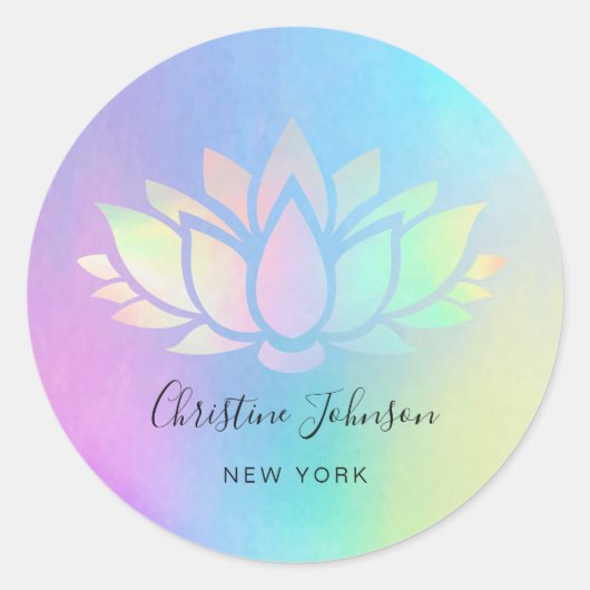 Pastel Lotus logo op paarse helling Ronde Sticker (Voorkant)