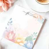 Pastel Lotus Waterverf Bloemen gepersonaliseerd Notitieblok