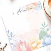 Pastel Lotus Waterverf Bloemen gepersonaliseerd Notitieblok