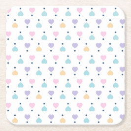 Pastel Love Heart Patroon Kartonnen Onderzetters