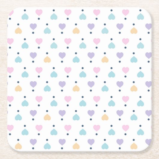 Pastel Love Heart Patroon Kartonnen Onderzetters (Voorkant)