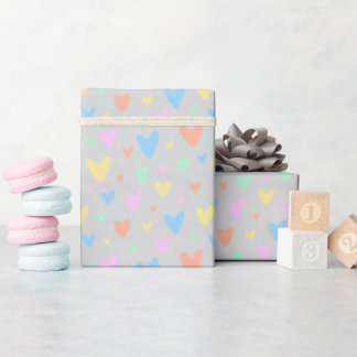 Pastel love Heart Pattern Gift Wrap Cadeaupapier
