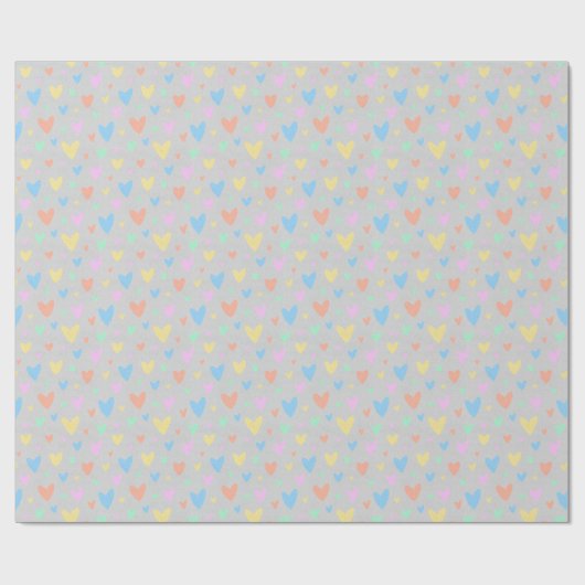 Pastel love Heart Pattern Gift Wrap Cadeaupapier (Vlak)