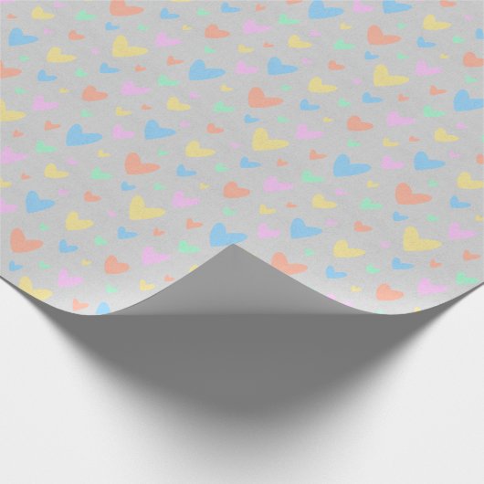 Pastel love Heart Pattern Gift Wrap Cadeaupapier (Hoek)