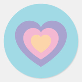 pastel love heart ronde sticker