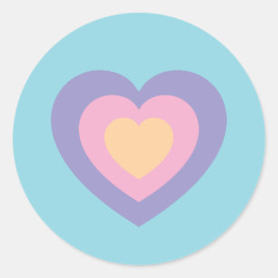 pastel love heart ronde sticker
