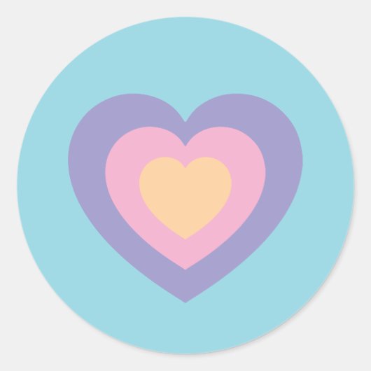 pastel love heart ronde sticker (Voorkant)