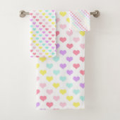Pastel Love & Hearts BATHROOM TOWEL SET Bad Handdoek (Insitu)