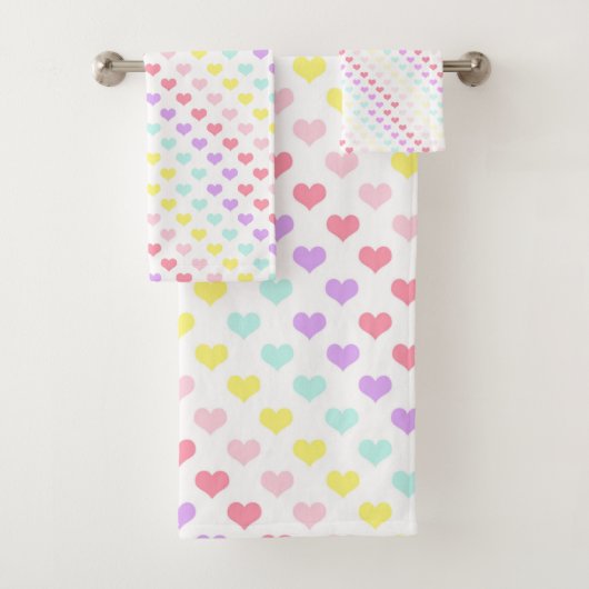 Pastel Love & Hearts BATHROOM TOWEL SET Bad Handdoek (Insitu)