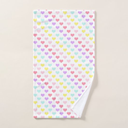 Pastel Love & Hearts BATHROOM TOWEL SET Bad Handdoek