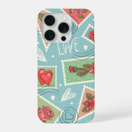 Pastel Love Hearts Bloemige Hoes voor Telefoon iPhone 15 Pro Case