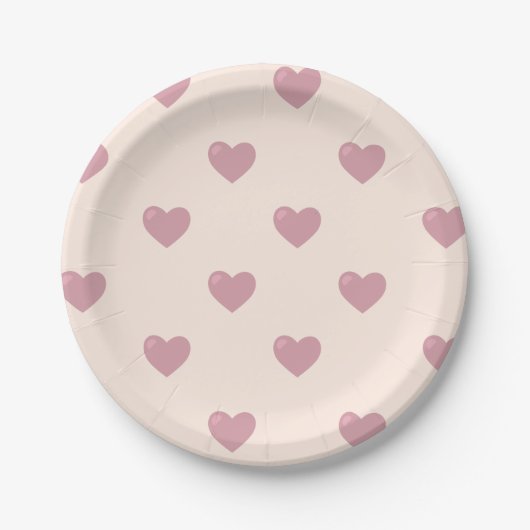 Pastel Love Hearts Papieren Bordje (Voorkant)