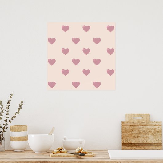 Pastel Love Hearts Poster (Keuken)