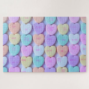 Pastel Love Hearts Snoep Words Legpuzzel