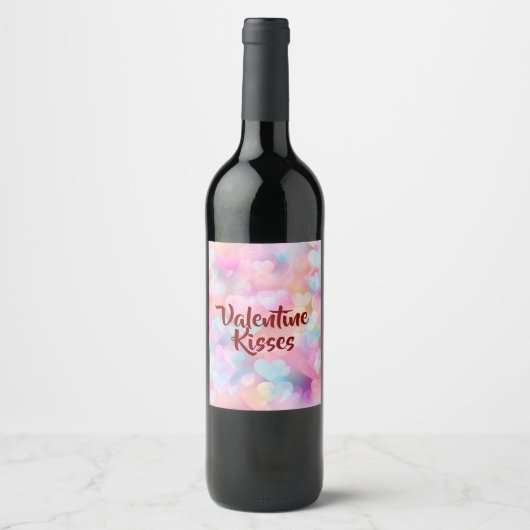 Pastel Love & Romance Valentine Wine Label Wijn Etiket (Voorkant)