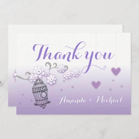 Pastel lovebirds bruiloft op maat Bedankt kaart (Voorkant / Achterkant)