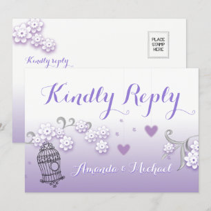 Pastel lovebirds bruiloft op maat Kindly Reply kaa Kaart