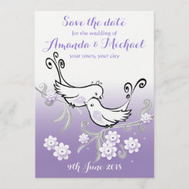 Pastel lovebirds bruiloft Save the Date briefkaart