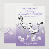 Pastel lovebirds bruiloft Save the Date briefkaart (Voorkant / Achterkant)