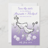 Pastel lovebirds bruiloft Save the Date briefkaart (Voorkant)