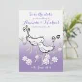 Pastel lovebirds bruiloft Save the Date briefkaart (Staand voorkant)