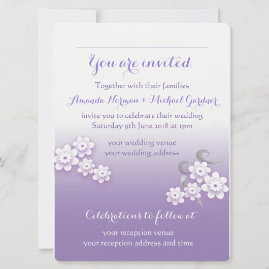 Pastel lovebirds custom grote bruiloft uitnodiging (Achterkant)