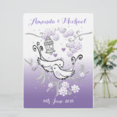 Pastel lovebirds custom grote bruiloft uitnodiging (Staand voorkant)