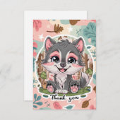 Pastel Lovely Wolf Bedankkaart (Voorkant / Achterkant)