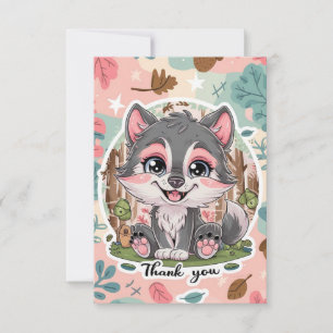 Pastel Lovely Wolf Bedankkaart