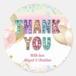 Pastel Lovertjes Glitter Bedankt Ronde Sticker
