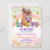 Pastel Lovertjes Glitter Capybara Verjaardagsuitno Kaart (Voorkant)