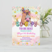Pastel Lovertjes Glitter Capybara Verjaardagsuitno Kaart (Staand voorkant)