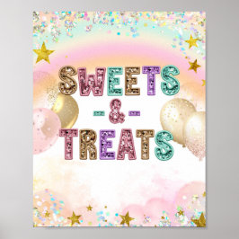 Pastel Lovertjes Glitter Dubbel Verjaardagsfeest B Poster